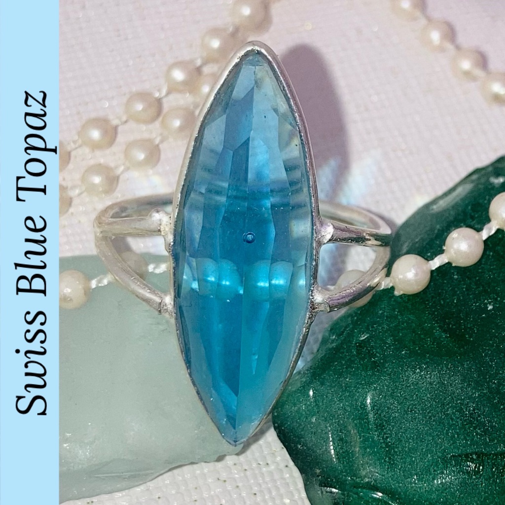 Swiss Blue Topaz Gemstone Handmade Ring 45$